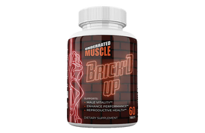 Supplement bottle labeled 'Brick'd Up' by Underrated Muscle on a white background
